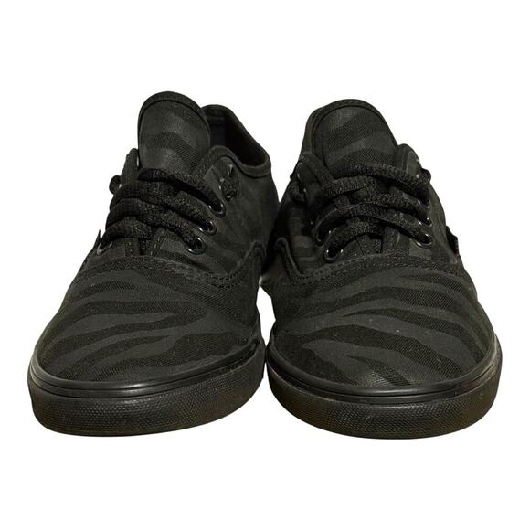 Vans Authentic Zebra Stripe Black Canvas Skate Shoes Women's 8 Triple Black - Picture 2 of 8